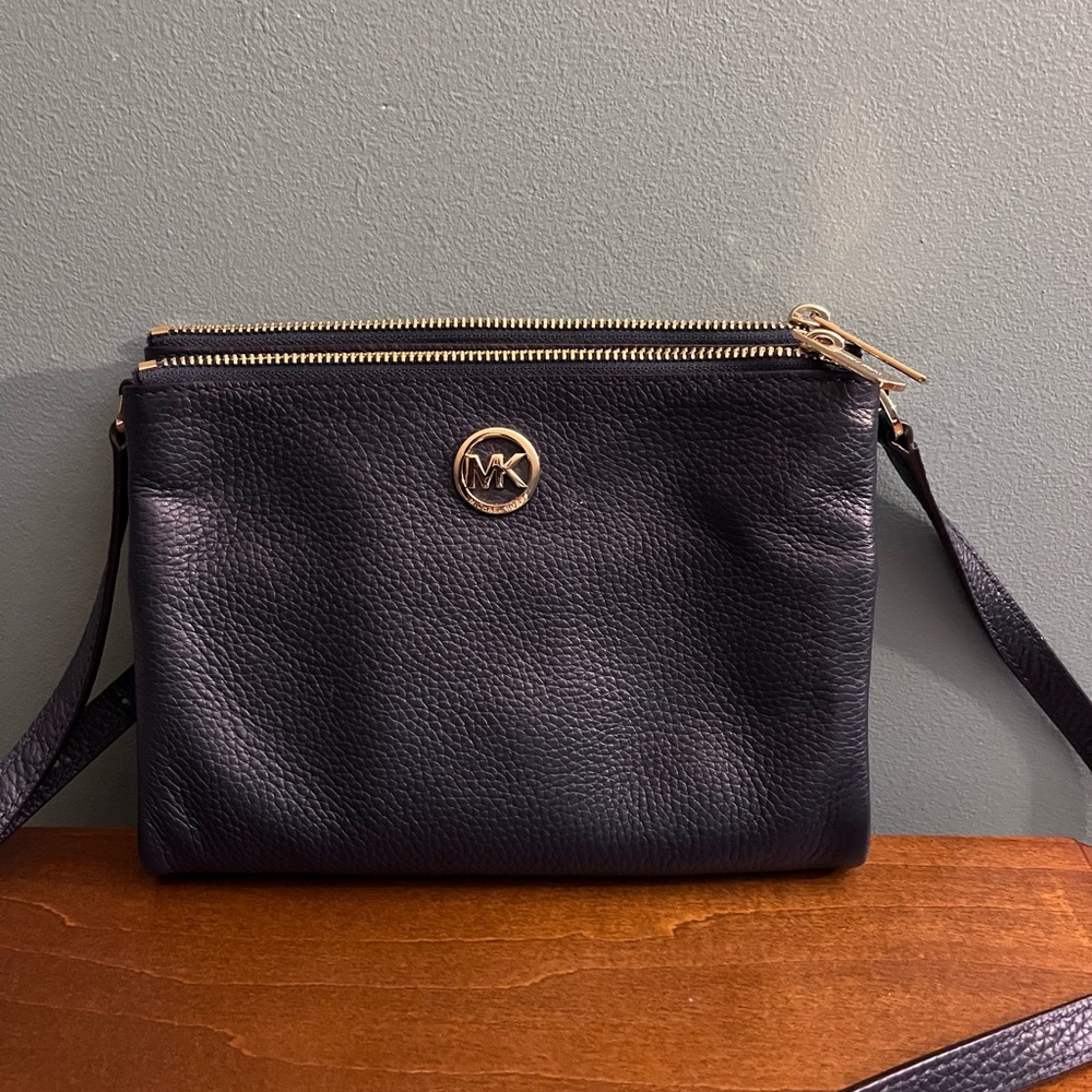 Michael Kors Navy Leather Crossbody Bag